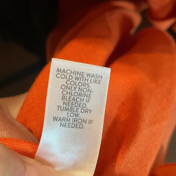 J. Jill Love Linen Zinnia Orange Saffron Shirt Dress M Pockets Button Up $99 - Picture 9 of 9